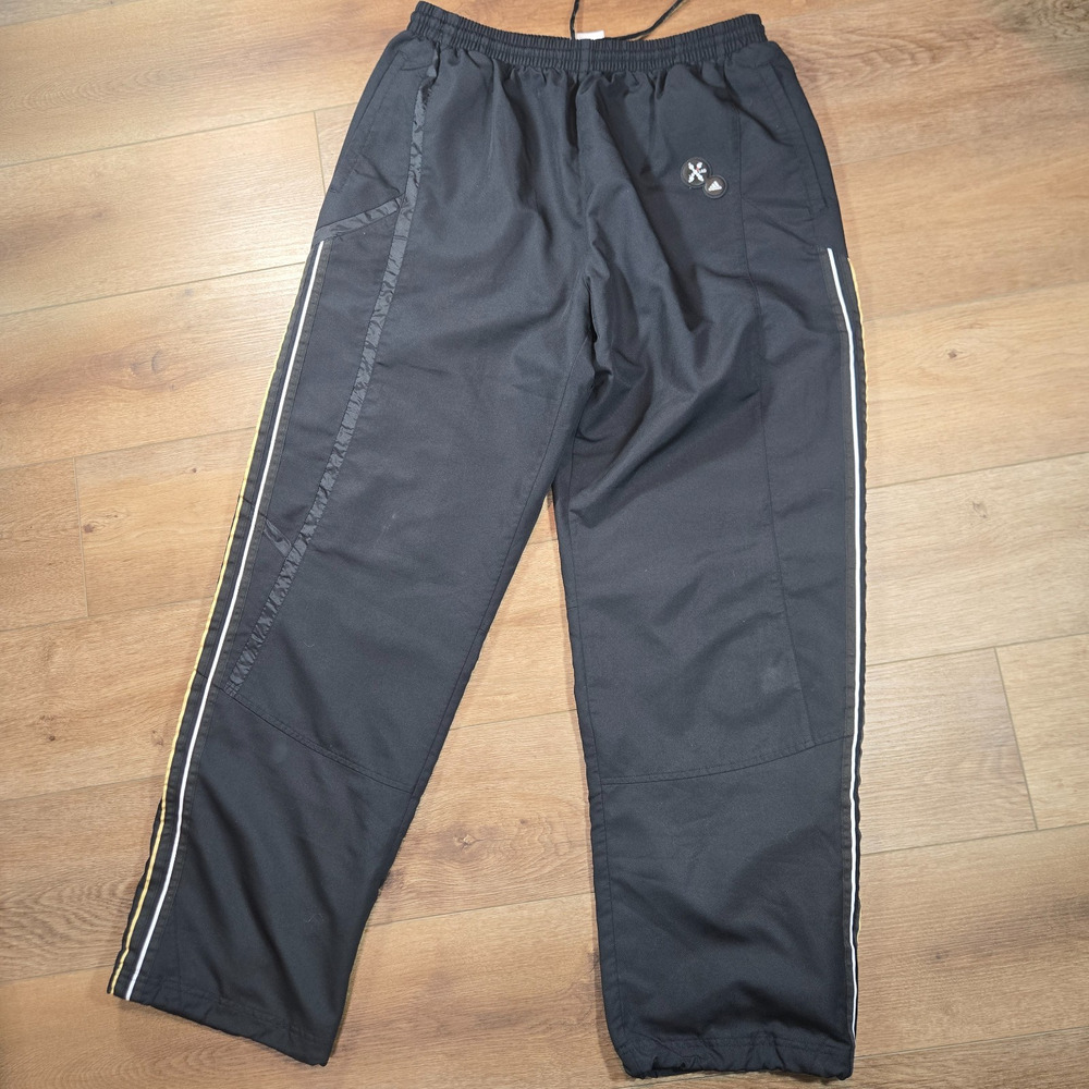 Adidas X Lab Track Pants Mens XL Black Gold Stripe Y2K Wide Leg Techwear
